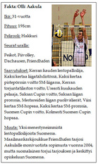 Fakta huippupelaaja Olli Aakulasta.